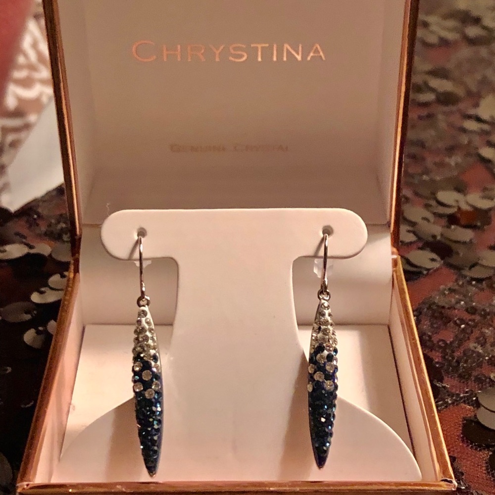 Christina Genuine Crystal Earrings NWT - Picture 1 of 4